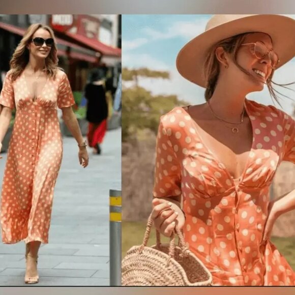 Zara Polka Dot Dress in Salmon Blogger’s Favorite - S - Picture 7 of 7